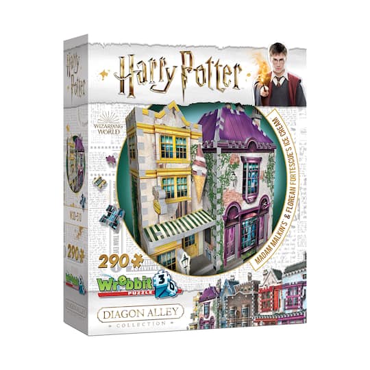 Harry Potter Diagon Alley Collection Madam Malkin's™ & Florean Fortescue's Ice Cream™ 290 Piece 3D Puzzle By Wrebbit | 8.75" x 5" x 9.75" | Michaels®